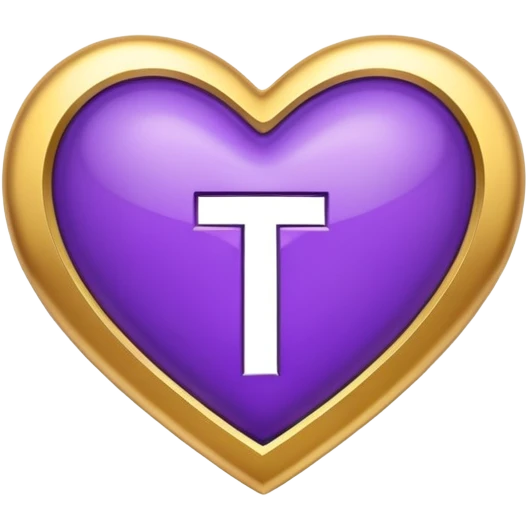 The golden Letter “t” inside a Purple Heart emoji