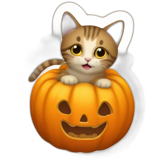 a cat in a pumpkin emoji