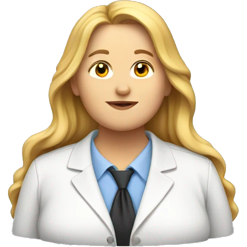 Obesity. A middle-aged woman with golden long hair, dressed in professional attire. emoji