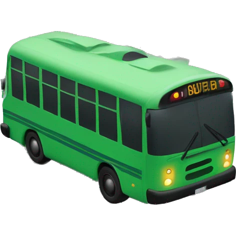 Green bus waits before the stop sign emoji