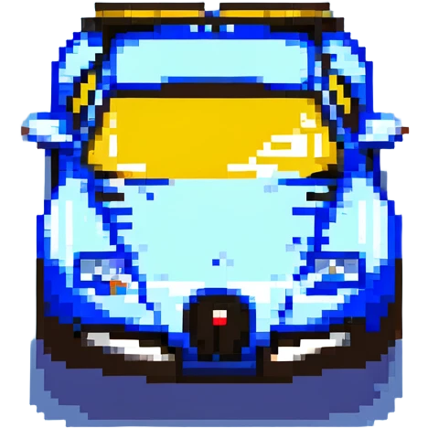 pixel art Bugatti Veyron, side view, blue and black color scheme emoji