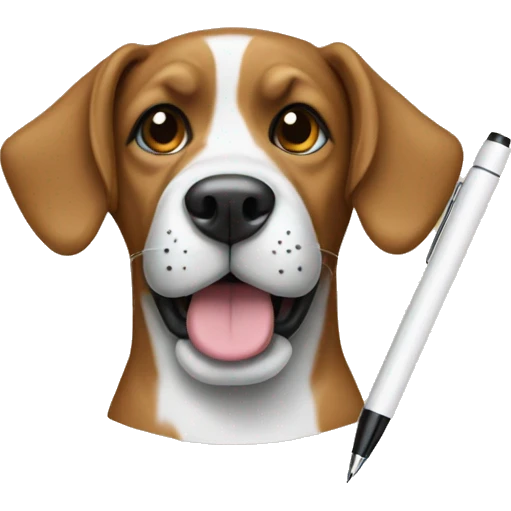 Dog with paper and pen emoji