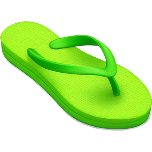 Realistic lime green pair of summer flip flops isolated. emoji