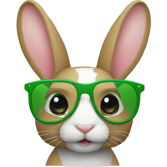 Rabbit vert avec lunette  emoji