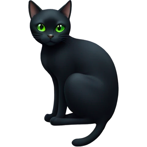 Black cat with green eyes sitting under the moon emoji