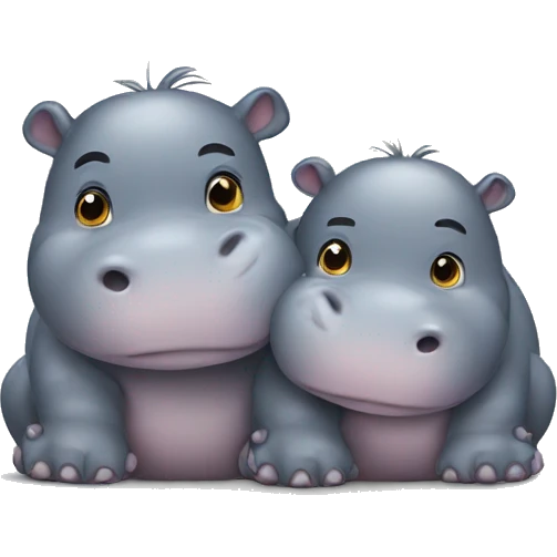 Two cuddling hippos emoji