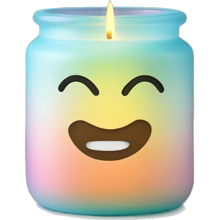 Pastel gradient hue glass jar candle with holder emoji