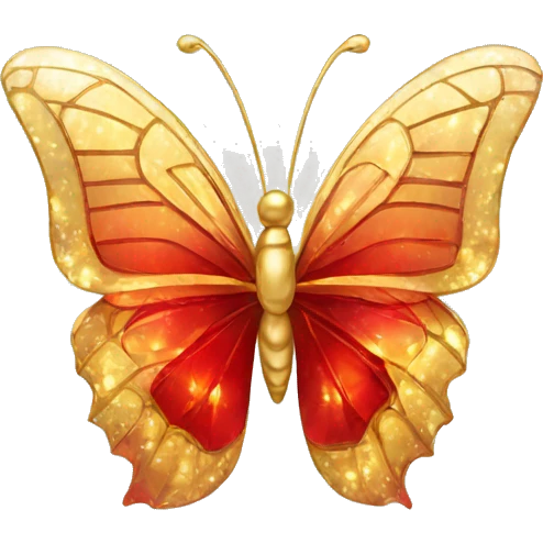 Golden and red crystal butterfly emoji