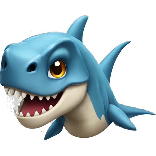 Dinosaur wearing shark head emoji