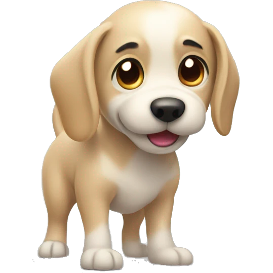 A dog looking over his shoulder and wagging his tail fast emoji