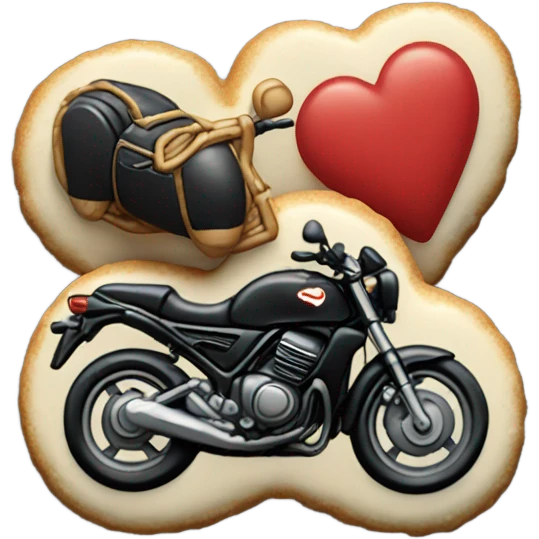 cookie heart with black motorbike  emoji