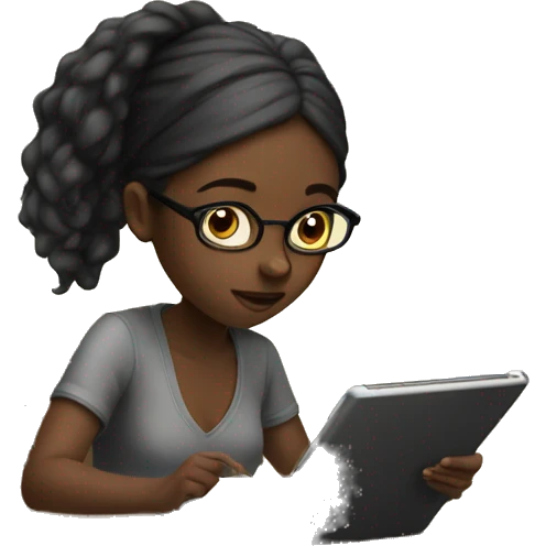 Black girl studying on iPad  emoji