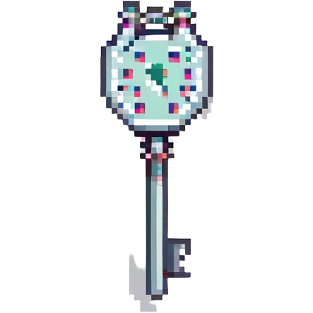 lockpick, real-life shape, Minecraft style, pixelated, metallic emoji