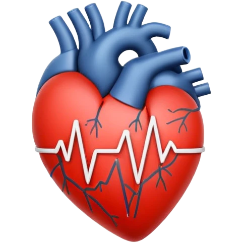 Minimal line-art icon of a heart with a pulse line inside, clean modern style, simple outlines, no background, transparent, represents “medical challenges / health difficulties emoji