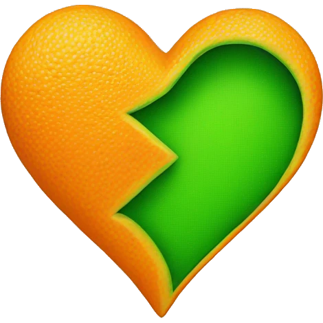 One Half orange and green heart emoji