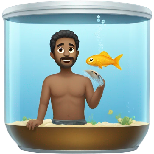 Man bathing in fish tank  emoji