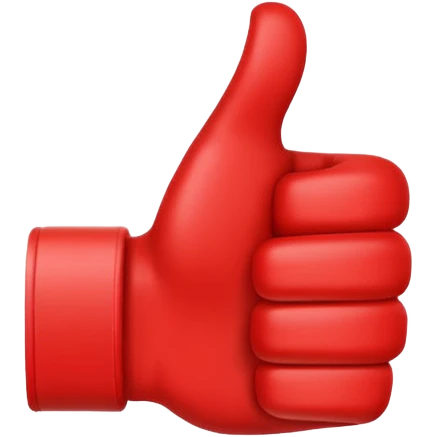 crea un dedo de like en color rojo al centro debe ir la frase "caja cusco" en color blanco emoji