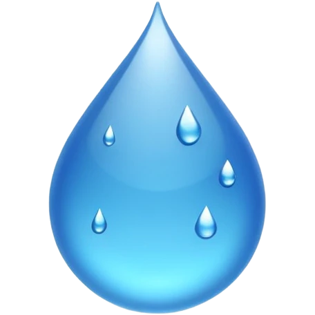 showing small blue water droplets floating gently in the air above a shiny surface, creating a fresh and slightly wet appearance — the surface has a soft reflective glow, representing humidity or moisture — clean, soft lighting and smooth rounded emoji design emoji