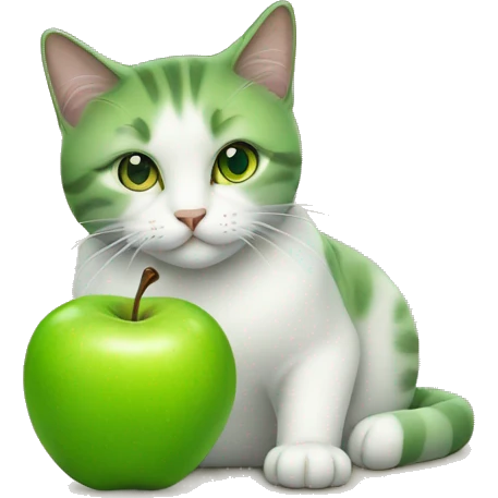green apple, cat emoji
