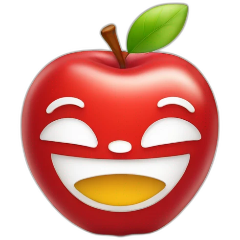cute red smiling happy 2D lineart apple that looks like a kitten head emoji
