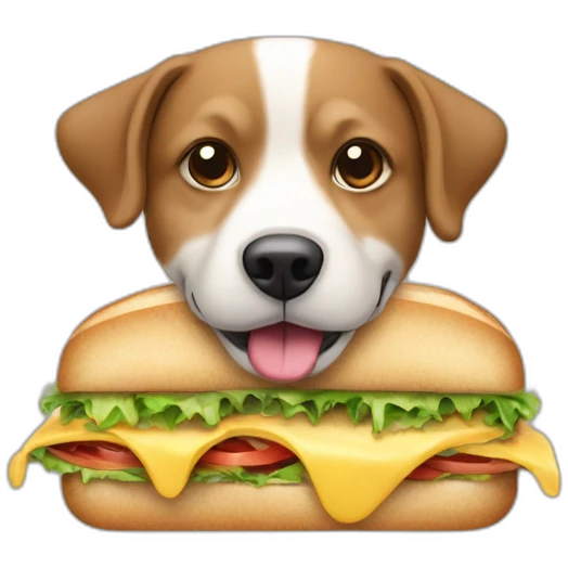 Un chien mange un sandwich  emoji