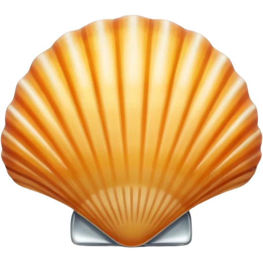 A seashell emoji made of polished silver chrome, smooth curved surface, reflective metallic highlights, elegant minimal design, iOS emoji style, centered, clean white background, soft lighting emoji