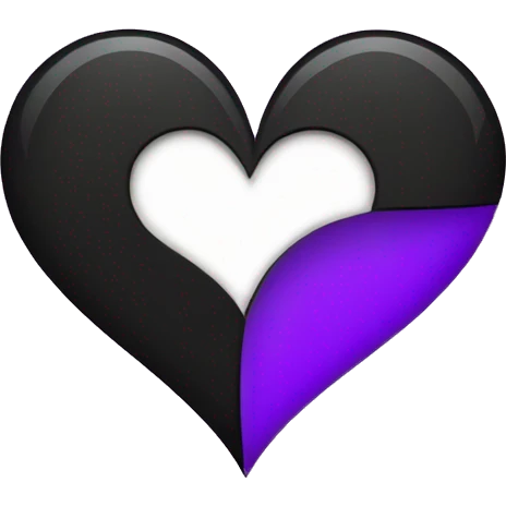 Half black and half purple split heart emoji