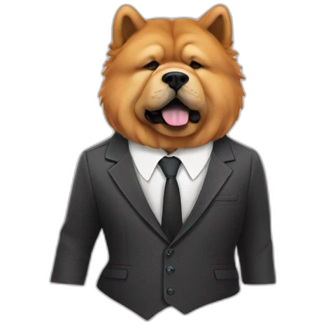 Smoking Chow chow wearing suite emoji