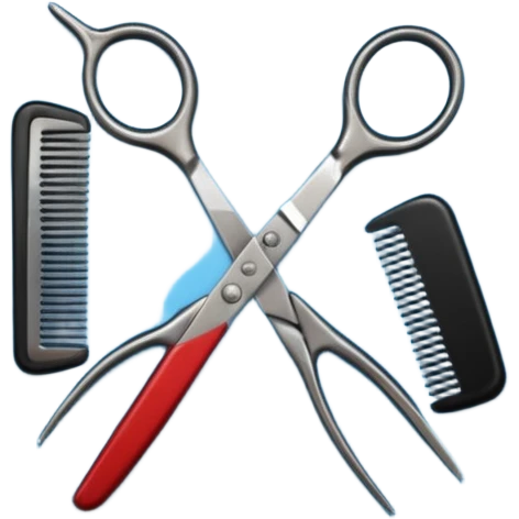 barber shop, scissors, comb. emoji