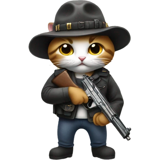kitty with pistol emoji