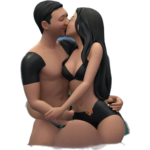 swimming couple sharing a kiss emoji