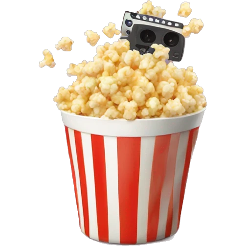 Popcorn in a striped cup with a TV emoji
