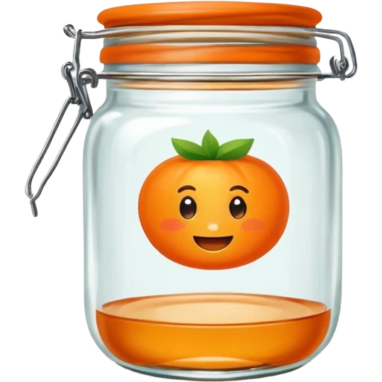 Hermès-style vintage jam jar, glass with orange label, elegant, cute emoji style emoji