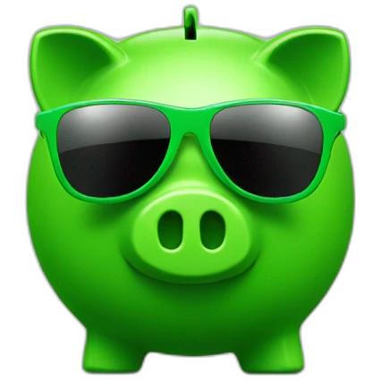 green piggybank with green sunglasses emoji