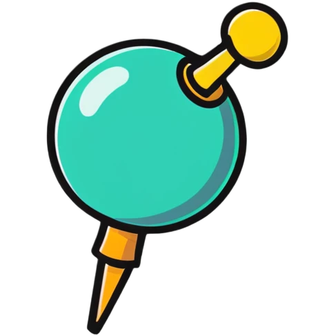 Colorful push pin with round head emoji