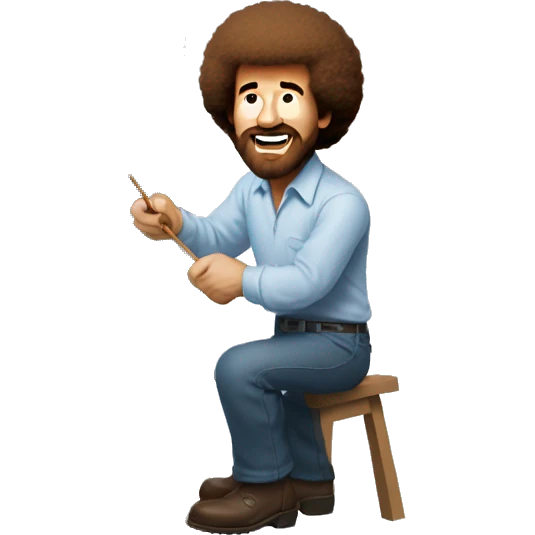 bob ross painting a piece of toas emoji