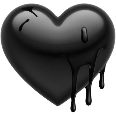 black ink heart emoji with ink streaks, isolated on white background emoji