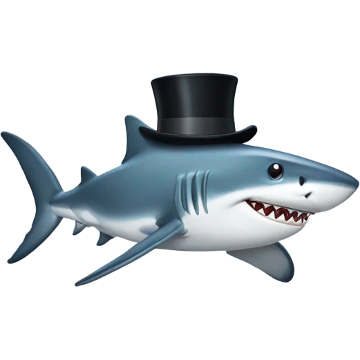 Shark with a top hat emoji
