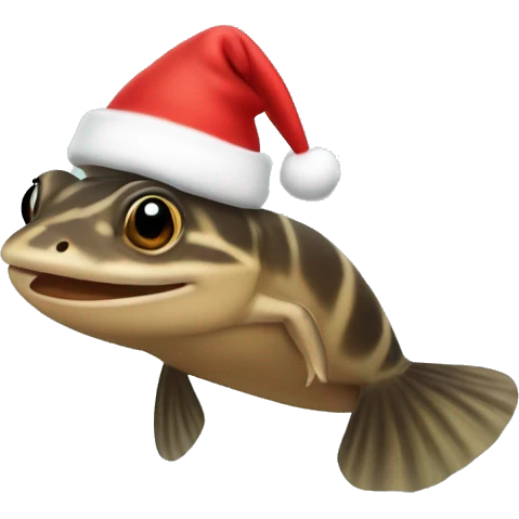 Mudskipper with a Christmas hat emoji