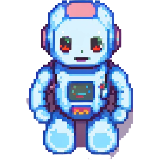 AI data-analysis assistant, modern, friendly, tech-inspired, suitable for an app icon, pixel art style emoji