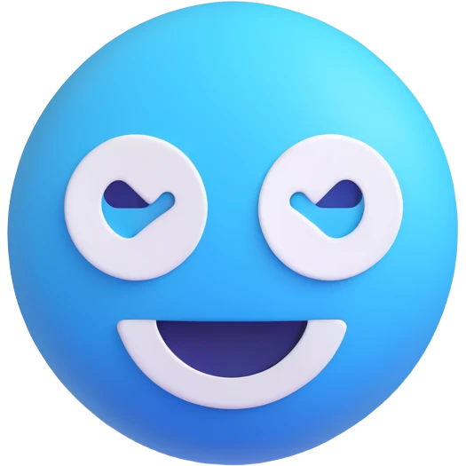 simple rounded about or information icon blue and white emoji style emoji