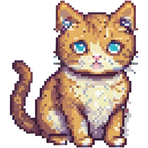 pixel art style cat, cute and blocky emoji