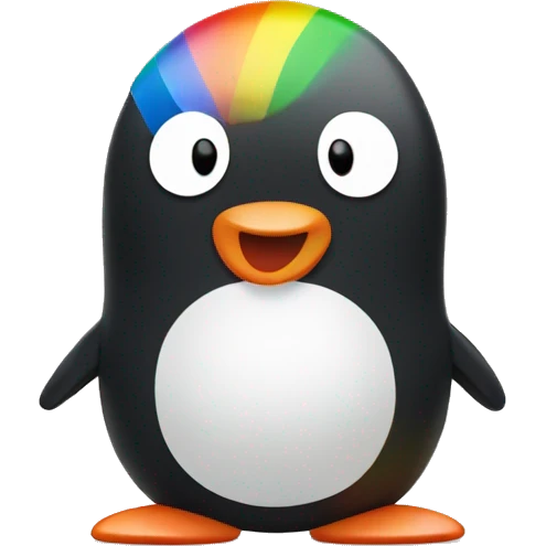 Rainbow with pingu emoji
