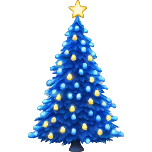 One blue Christmastree with Christmaslights  emoji
