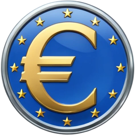 Transparent blue euro coin emoji