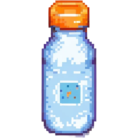pixel art baby bottle containing milk with orange lid emoji