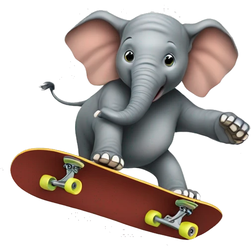 Elephant riding a skateboard  emoji