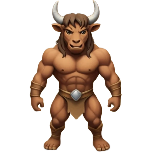 cinematic ultra HD style, photo-realistic - The deranged Minotaur stands in the middle of the labyrinth emoji