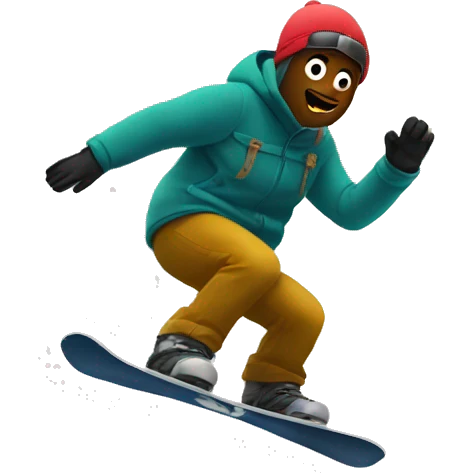Snowboarding through trees,  emoji
