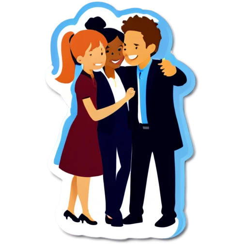 3 work friends loving eachother emoji